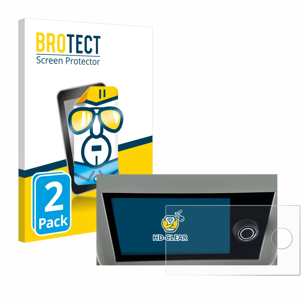 Face avant d’un emballage produit avec le logo de la marque BROTECT. À côté, l’appareil Volkswagen California 6.1 est représen