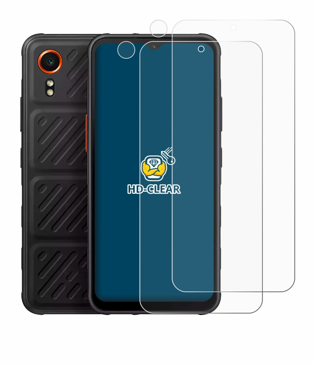 Image de l'appareil Samsung Galaxy XCover 7 (Avant+Caméra) avec une grande variété de protections d'écran.