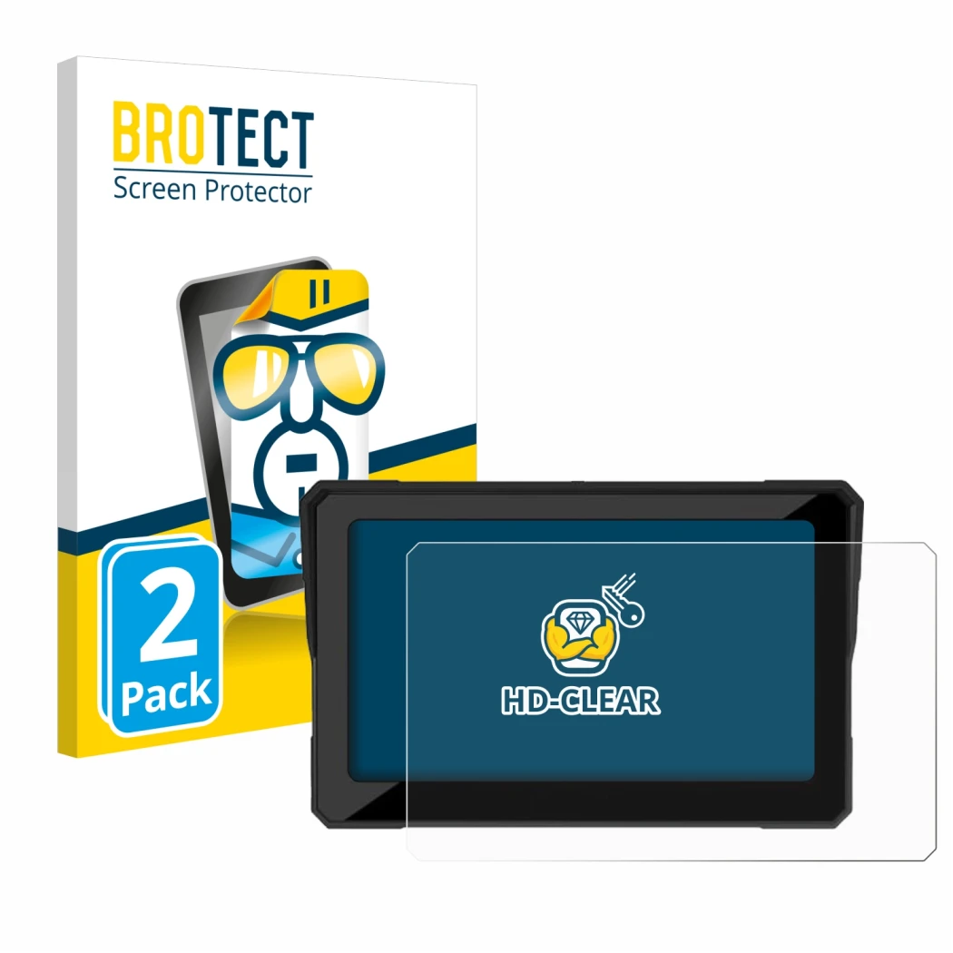 Face avant d’un emballage produit avec le logo de la marque BROTECT. À côté, l’appareil Carpuride W702 7