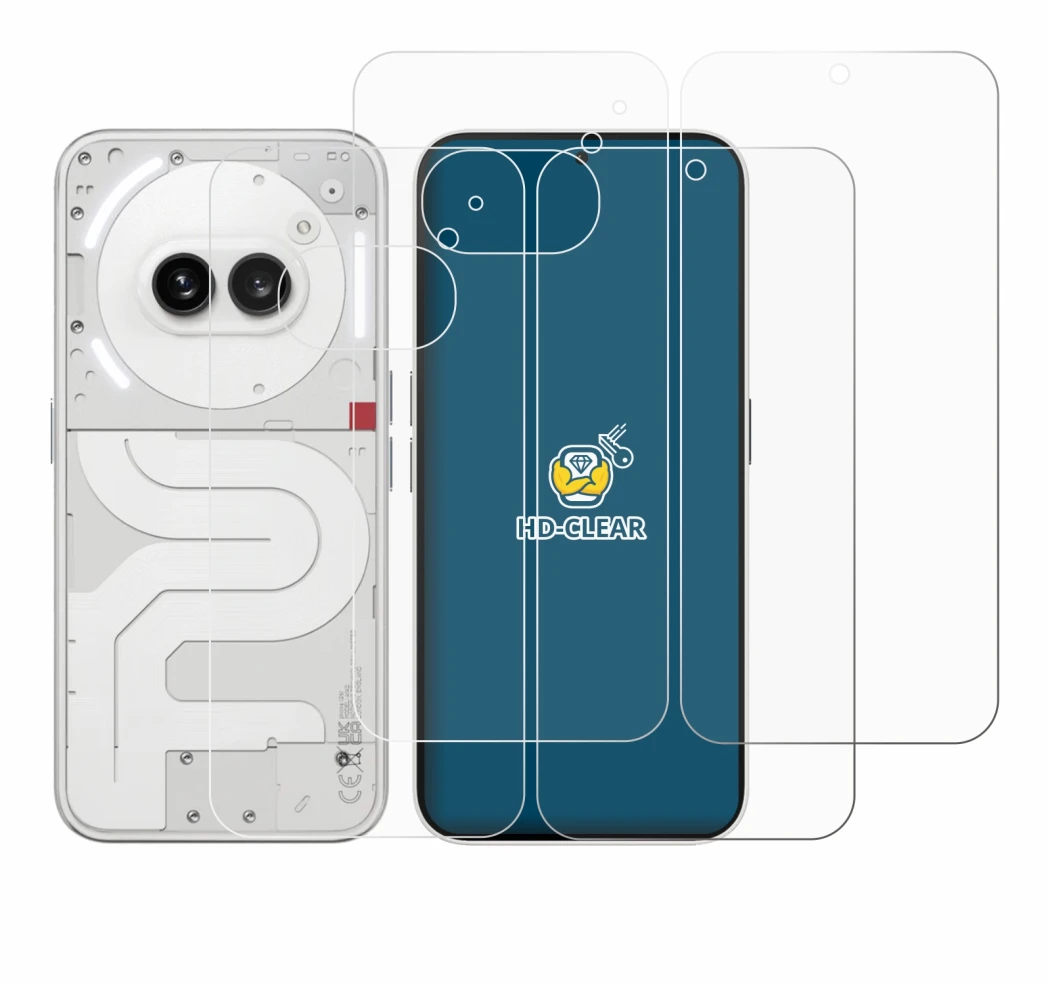 Image de l'appareil Nothing Phone (2a) (Avant+Arrière) avec une grande variété de protections d'écran.