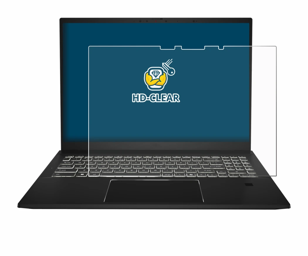 Image de l'appareil MSI Summit E16 AI Studio avec une grande variété de protections d'écran.