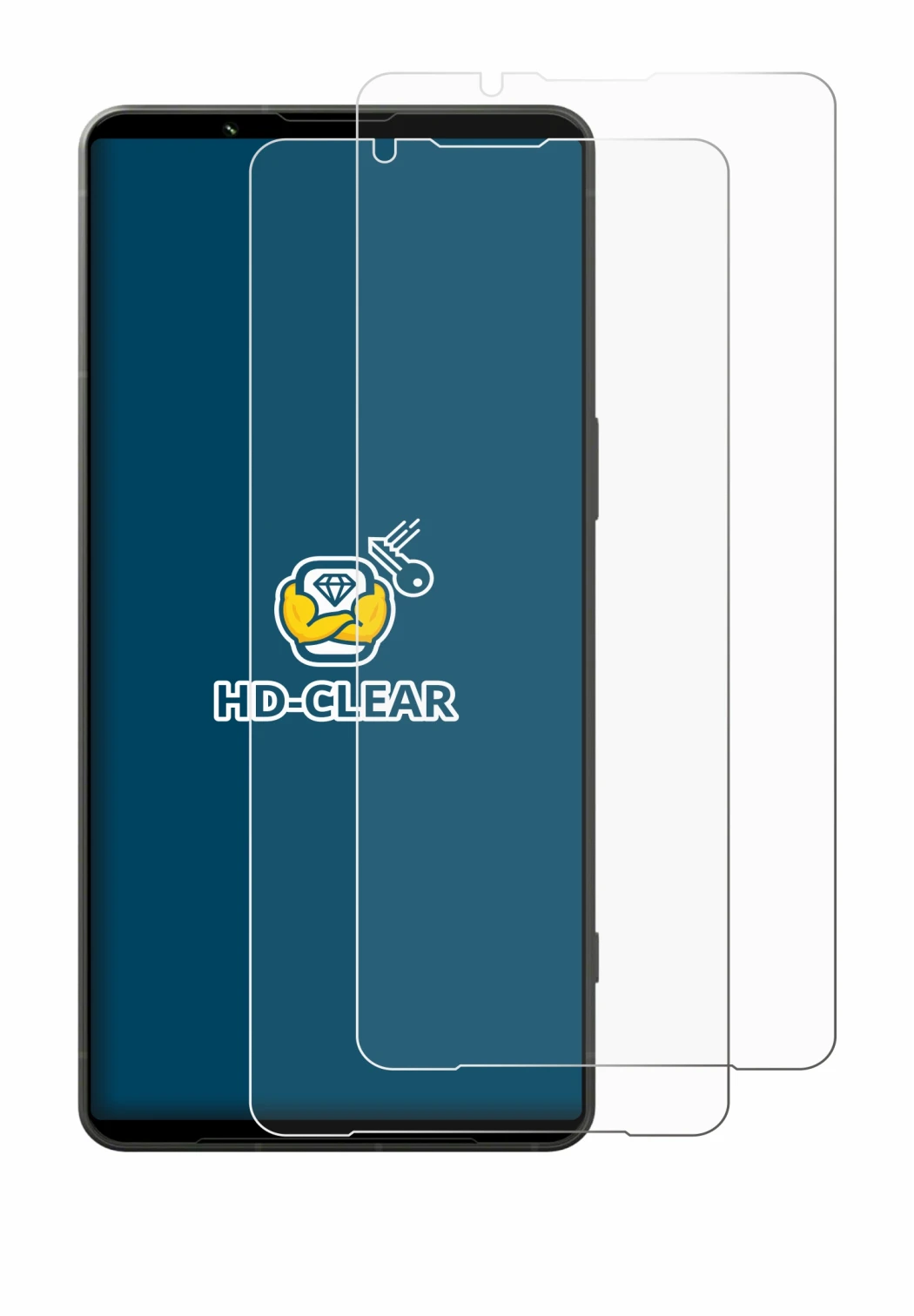 Image de l'appareil Sony Xperia 1 VI avec une grande variété de protections d'écran.