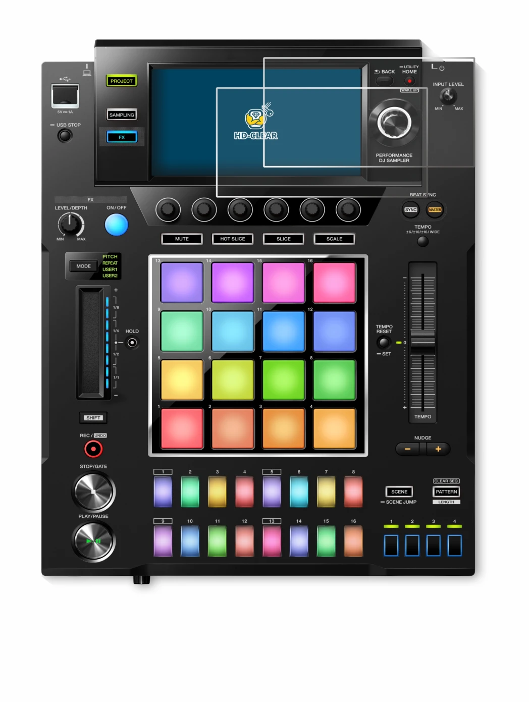 Image de l'appareil Pioneer DJS -1000 avec une grande variété de protections d'écran.