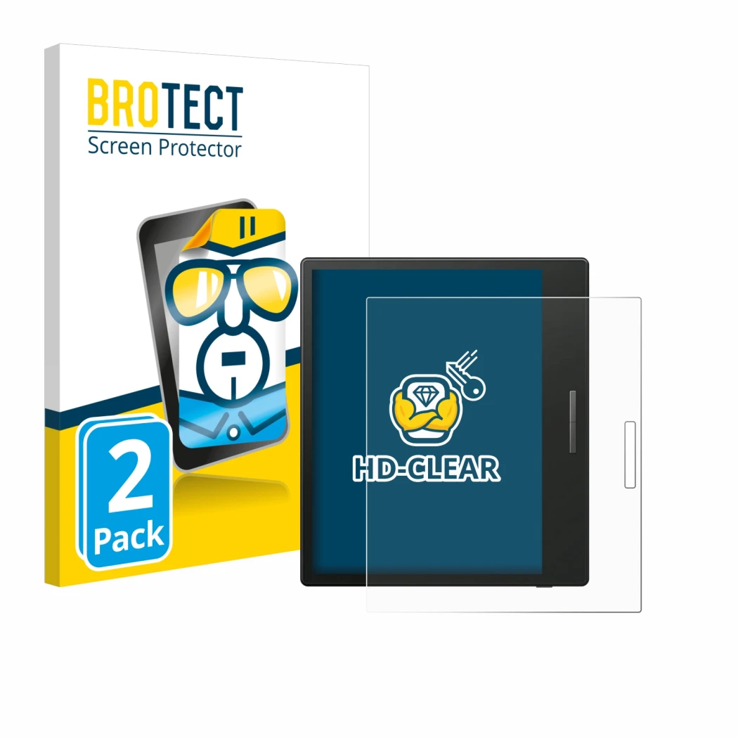 Face avant d’un emballage produit avec le logo de la marque BROTECT. À côté, l’appareil Boox Go Color 7 est représenté avec la