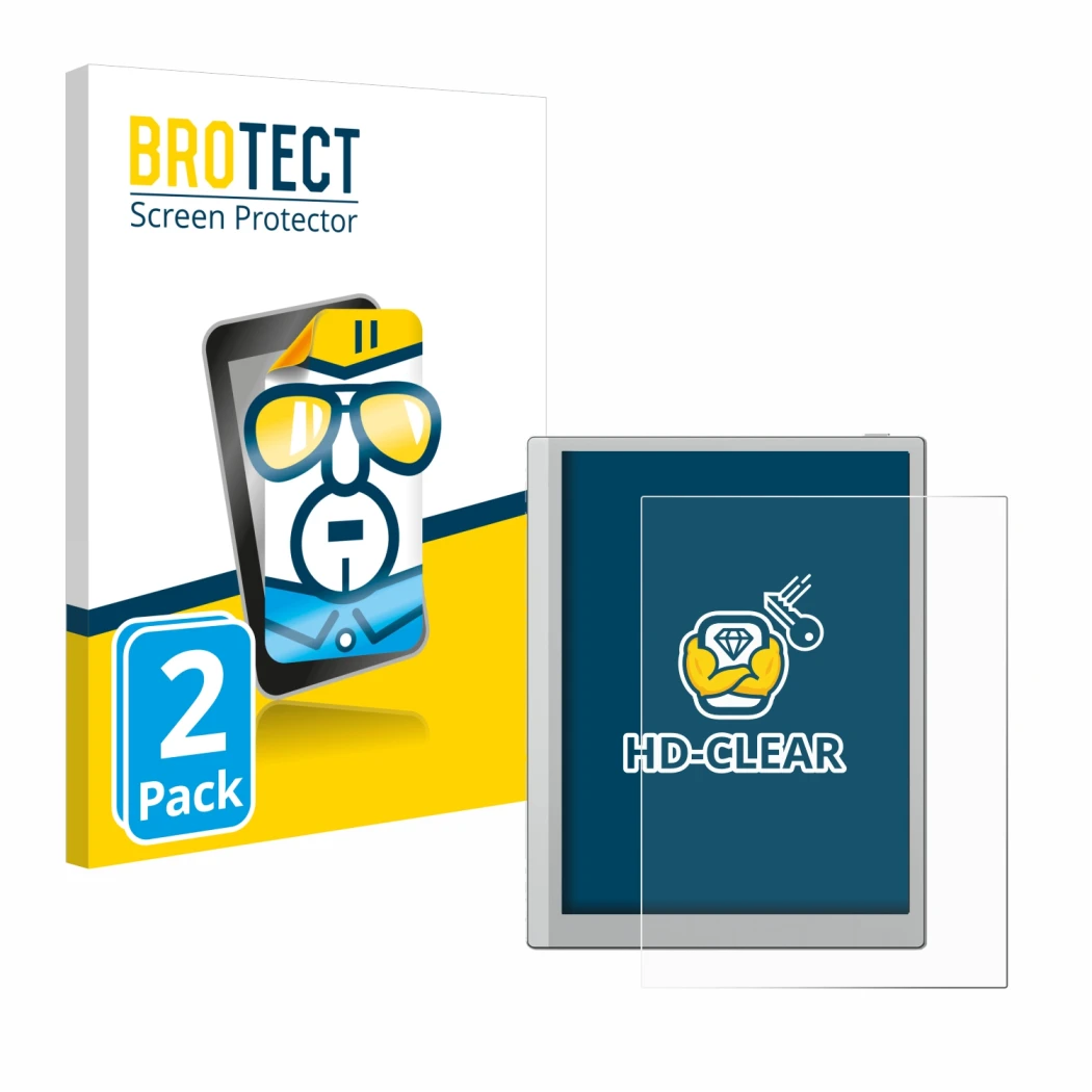 Face avant d’un emballage produit avec le logo de la marque BROTECT. À côté, l’appareil Boox Go 10.3 est représenté avec la pr