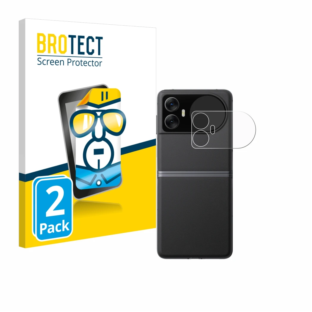 Face avant d’un emballage produit avec le logo de la marque BROTECT. À côté, l’appareil Blackview Hero 10 (Affichage externe) 