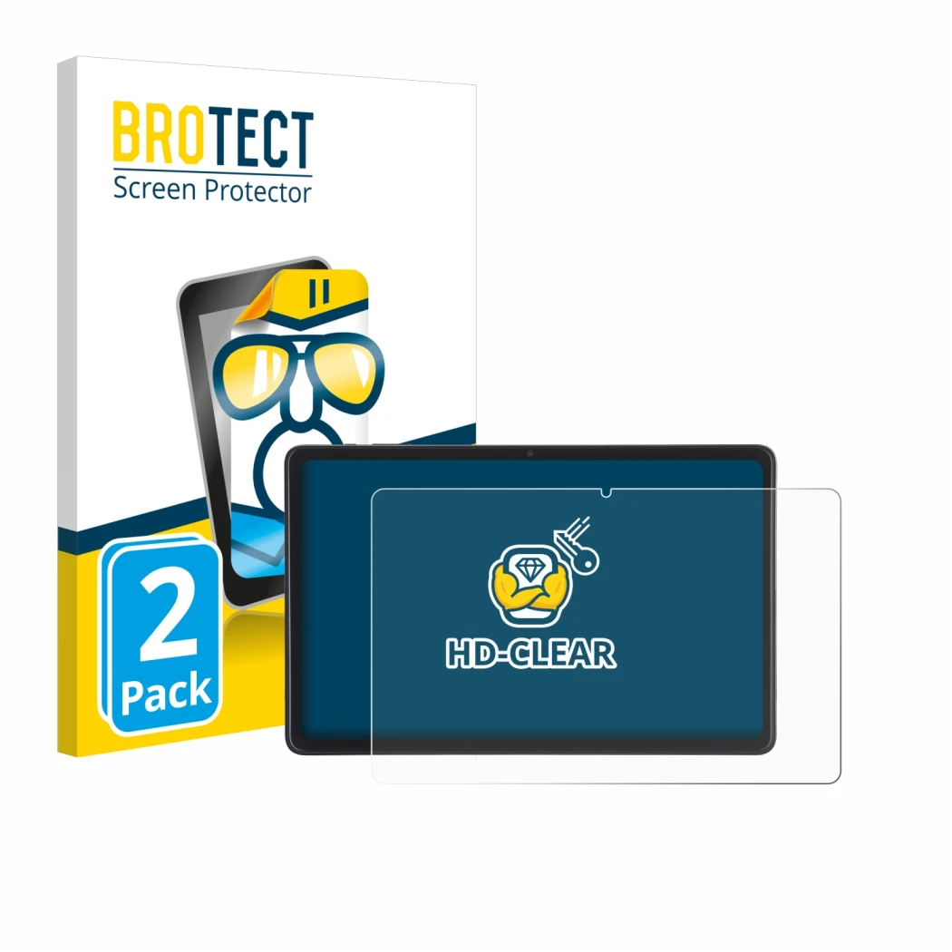 Face avant d’un emballage produit avec le logo de la marque BROTECT. À côté, l’appareil Acepad A170 10.4