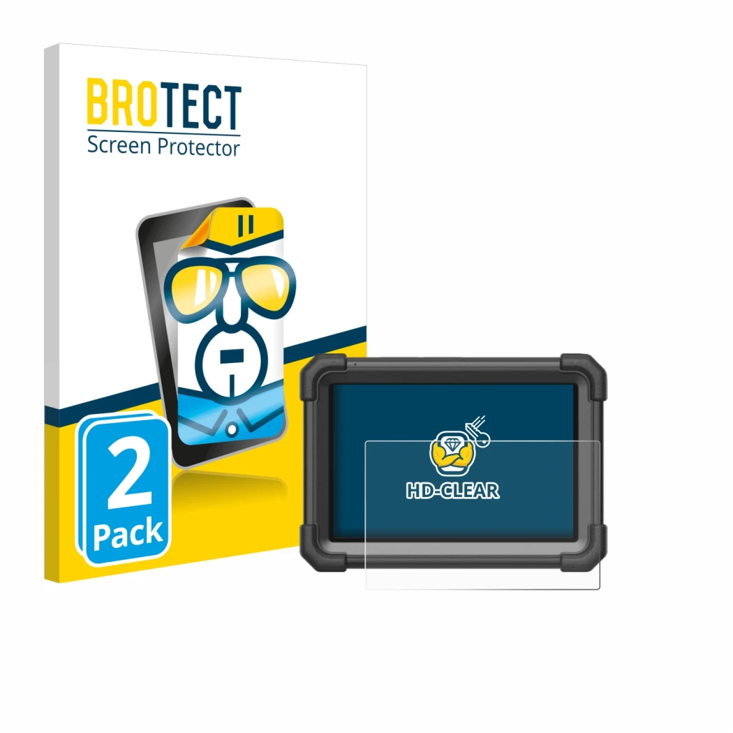 Face avant d’un emballage produit avec le logo de la marque BROTECT. À côté, l’appareil Launch X-431 Pro Dyno est représenté a
