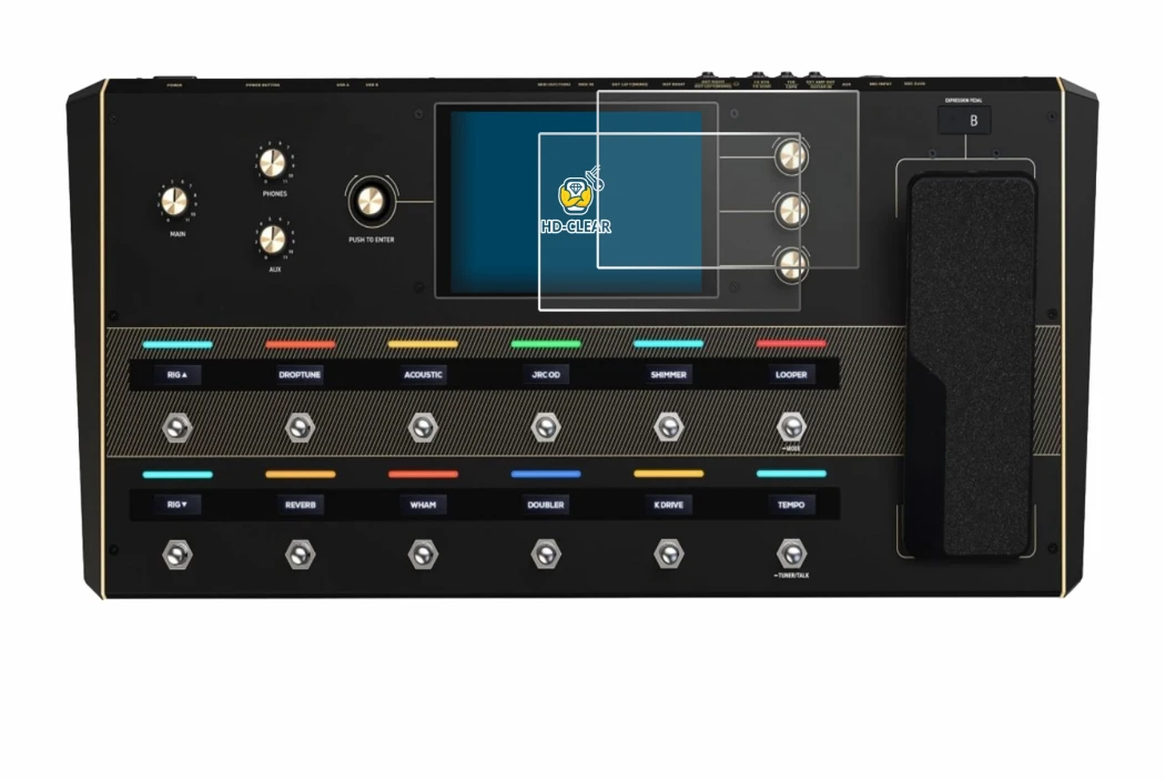 Image de l'appareil Headrush Prime avec une grande variété de protections d'écran.