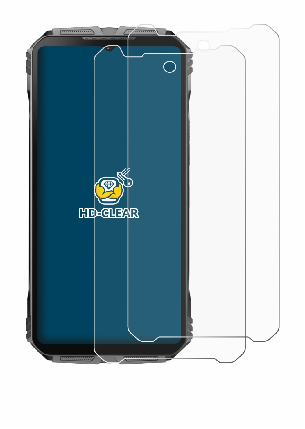 Image de l'appareil Doogee V40 Pro avec une grande variété de protections d'écran.