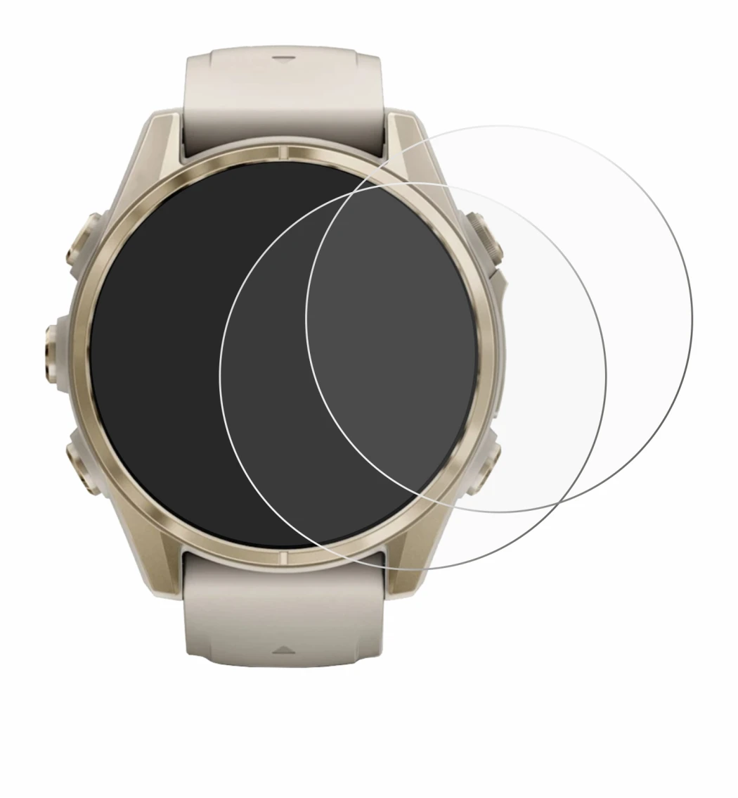 Image de l'appareil Garmin Fenix 8 (43 mm) avec une grande variété de protections d'écran.