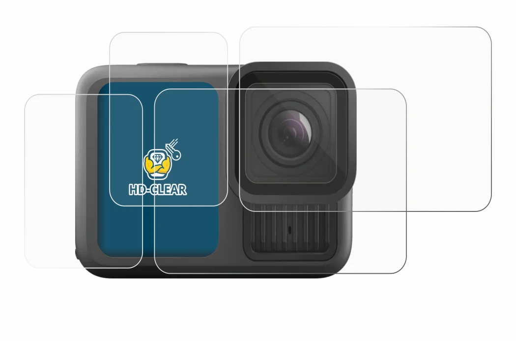 Image de l'appareil GoPro Hero 13 Black avec une grande variété de protections d'écran.