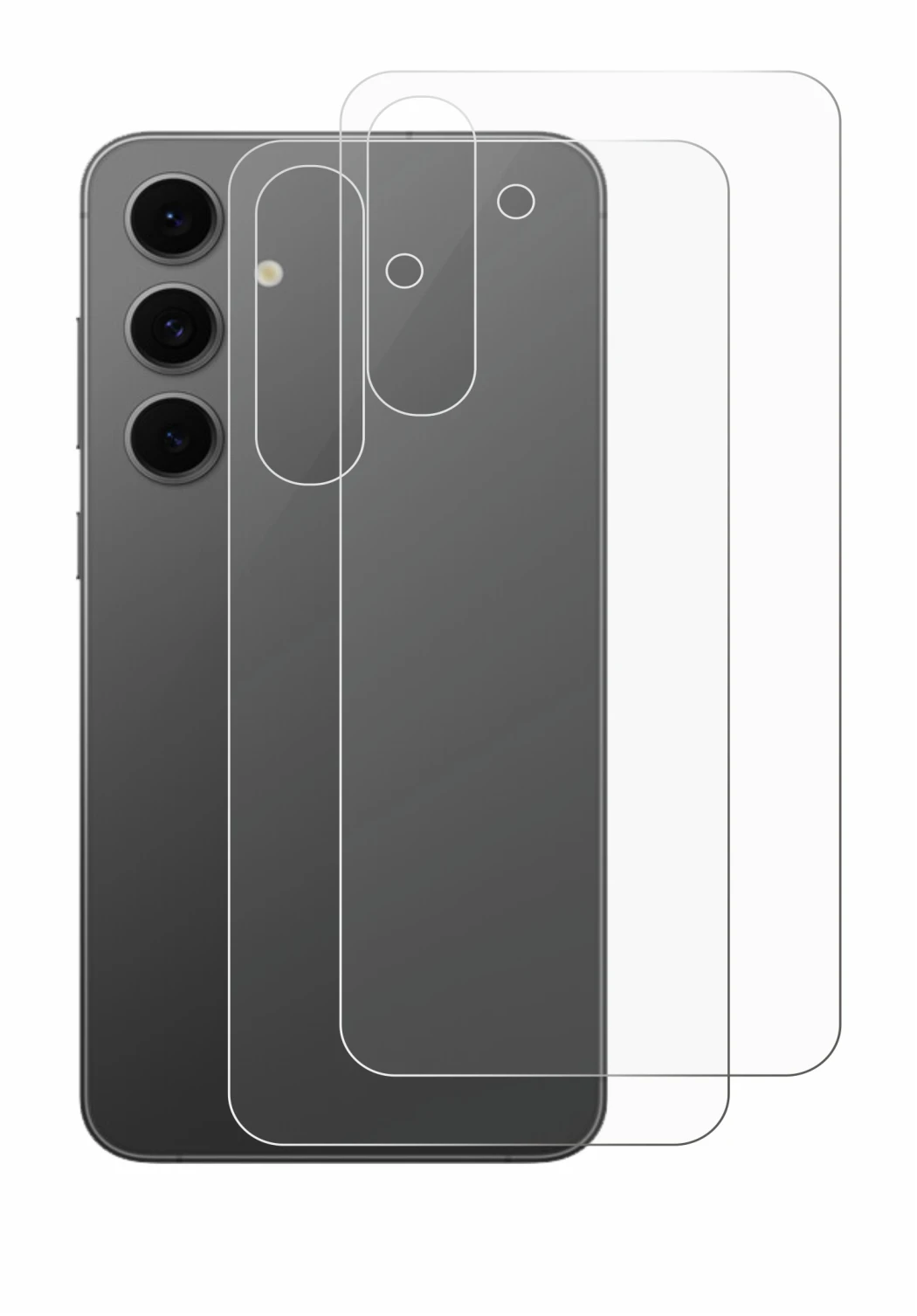 Image de l'appareil Samsung Galaxy S24 FE (Arrière) avec une grande variété de protections d'écran.