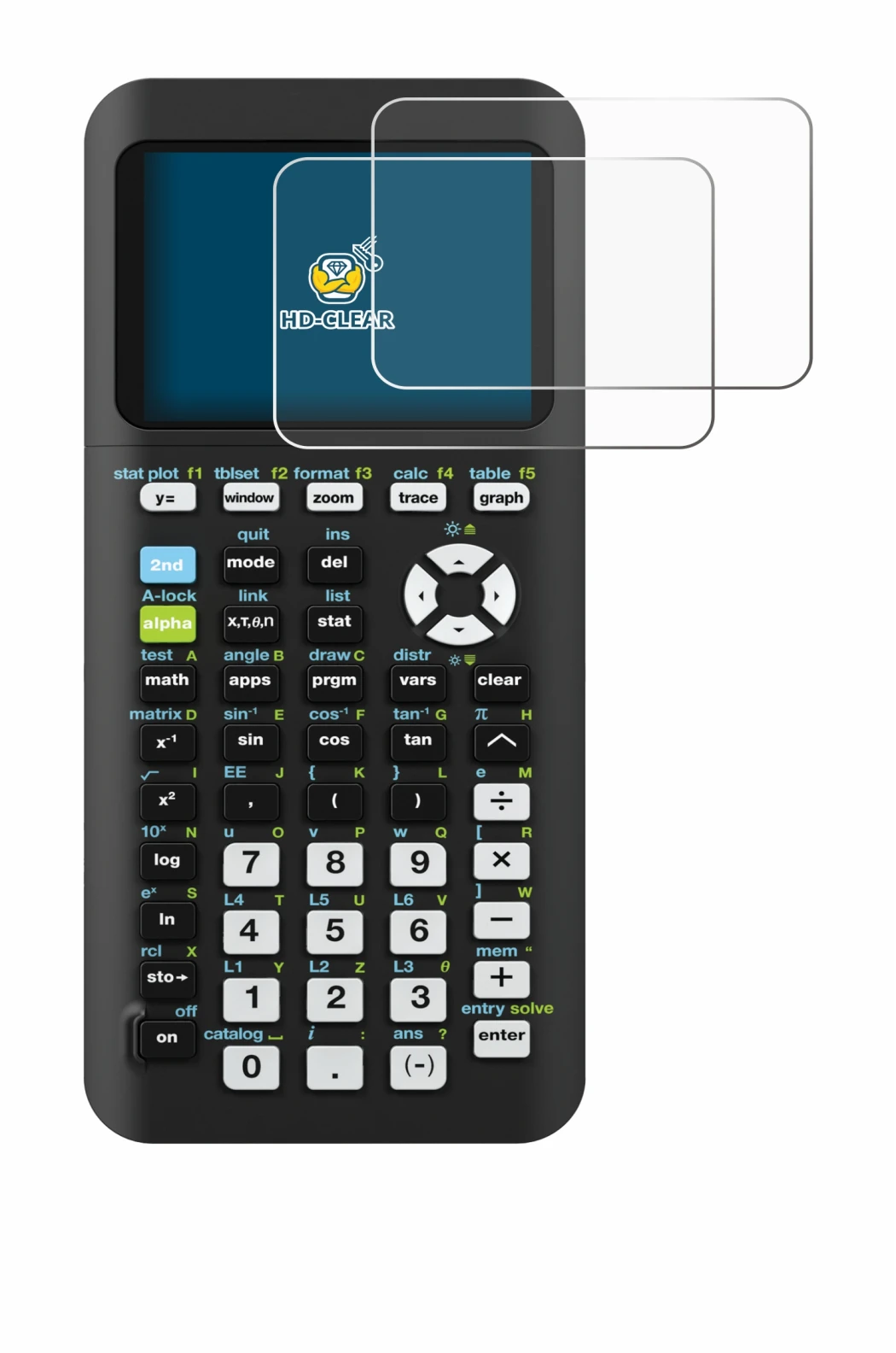 Image de l'appareil Texas Instruments TI-84 Plus CE-T Python avec une grande variété de protections d'écran.