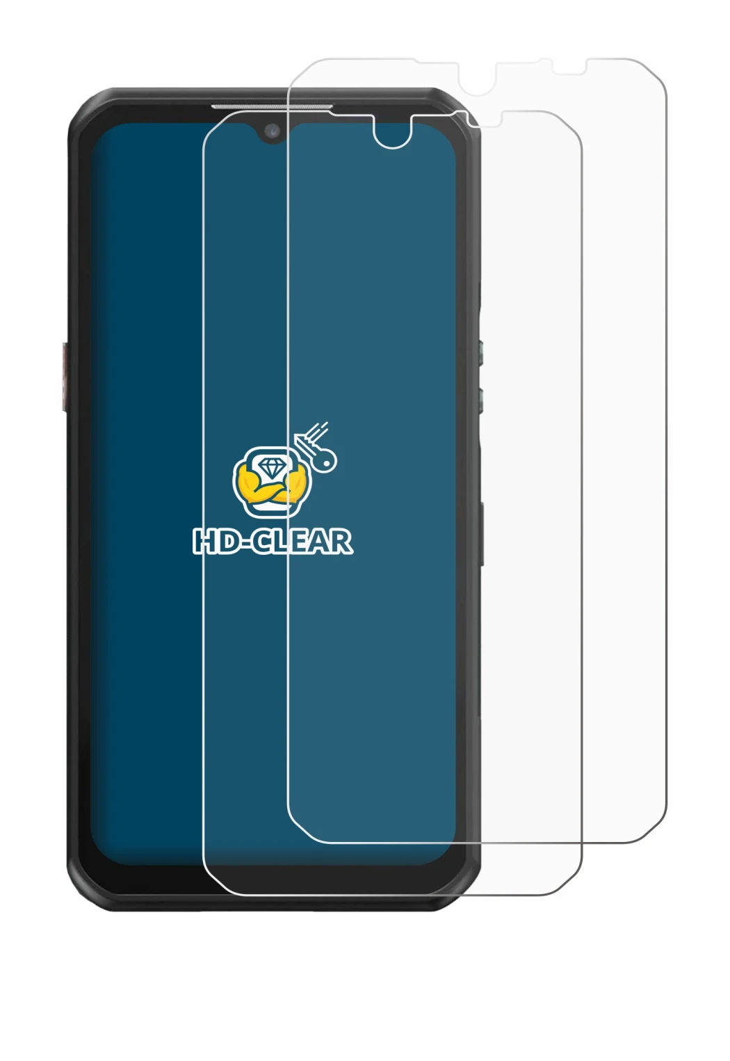 Image de l'appareil Oukitel WP39 avec une grande variété de protections d'écran.