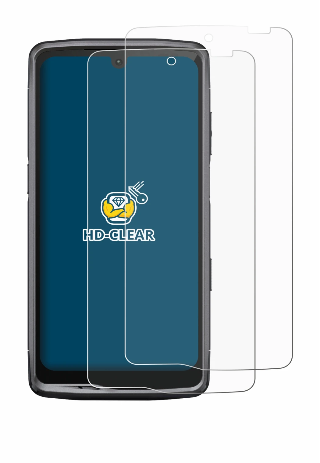 Image de l'appareil Crosscall Stellar M6 avec une grande variété de protections d'écran.