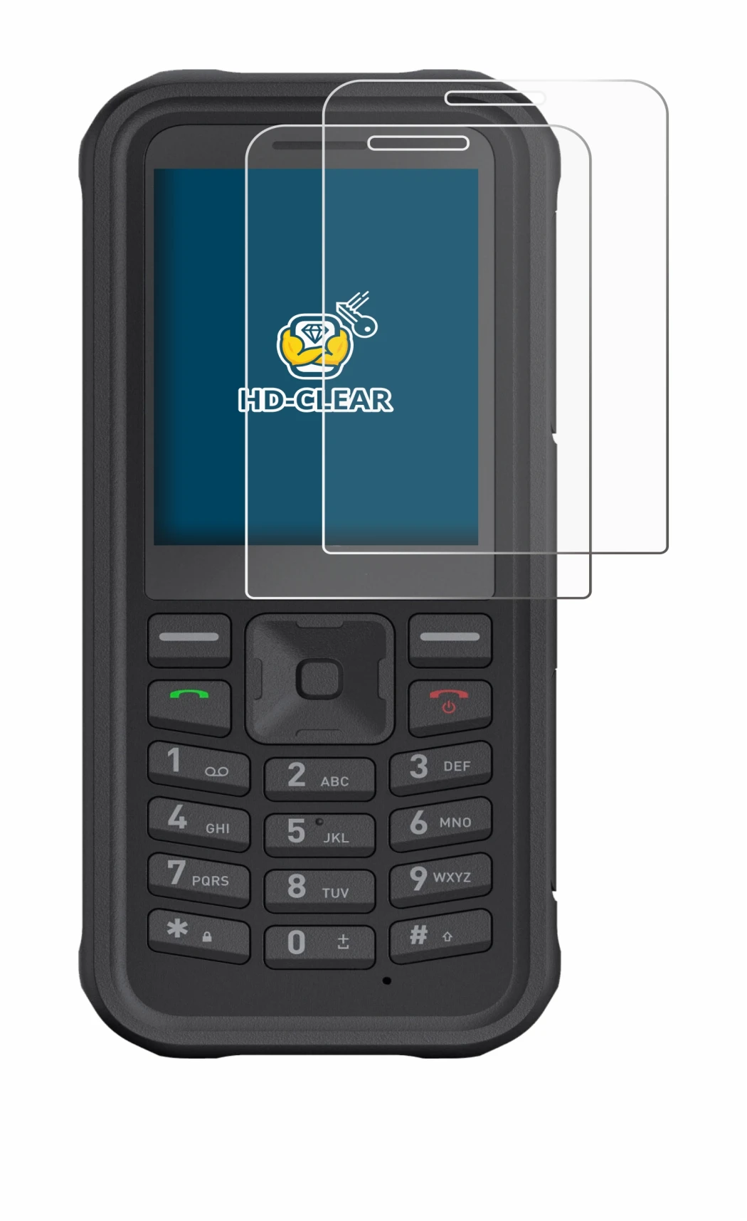 Image de l'appareil Sonim XP100 avec une grande variété de protections d'écran.
