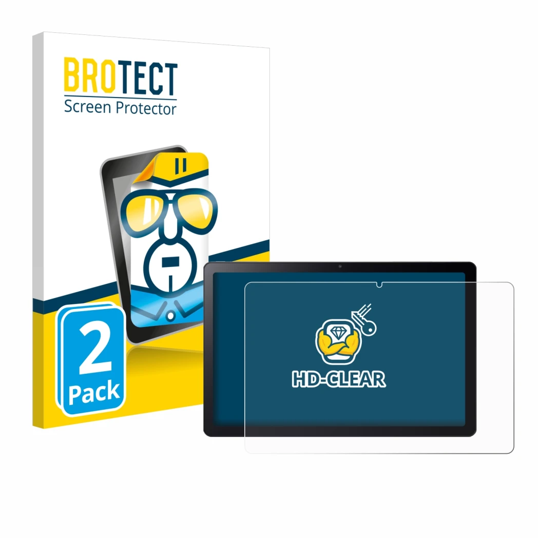 Face avant d’un emballage produit avec le logo de la marque BROTECT. À côté, l’appareil Acer Iconia Tab P11 est représenté ave