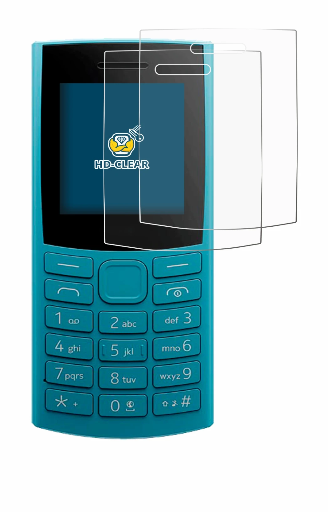 Image de l'appareil Nokia 105 4G 2nd Edition avec une grande variété de protections d'écran.