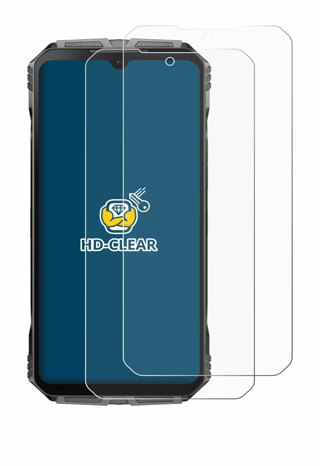 Image de l'appareil Doogee S Cyber avec une grande variété de protections d'écran.