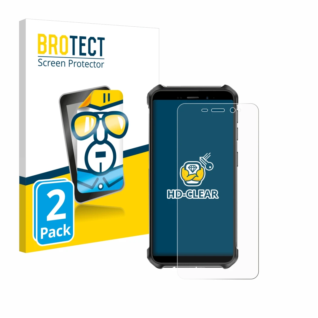 Face avant d’un emballage produit avec le logo de la marque BROTECT. À côté, l’appareil Ulefone Armor X12 est représenté avec 