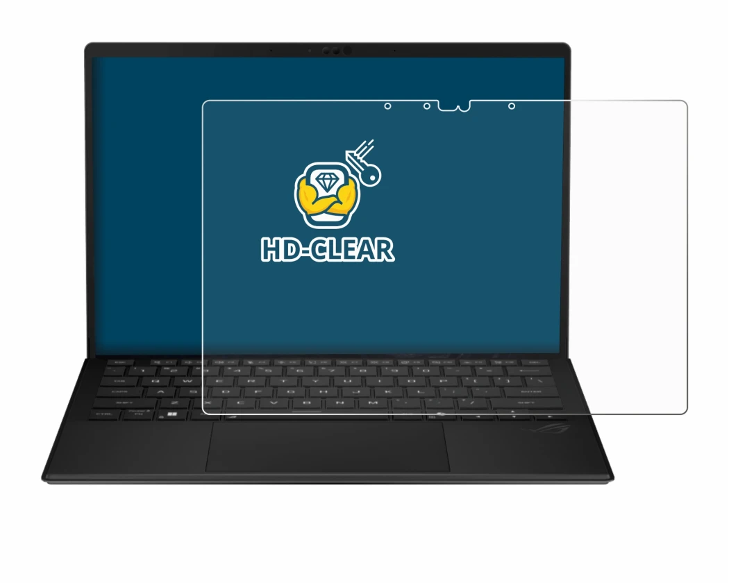 Image de l'appareil ASUS ROG Flow Z13 2025 avec une grande variété de protections d'écran.