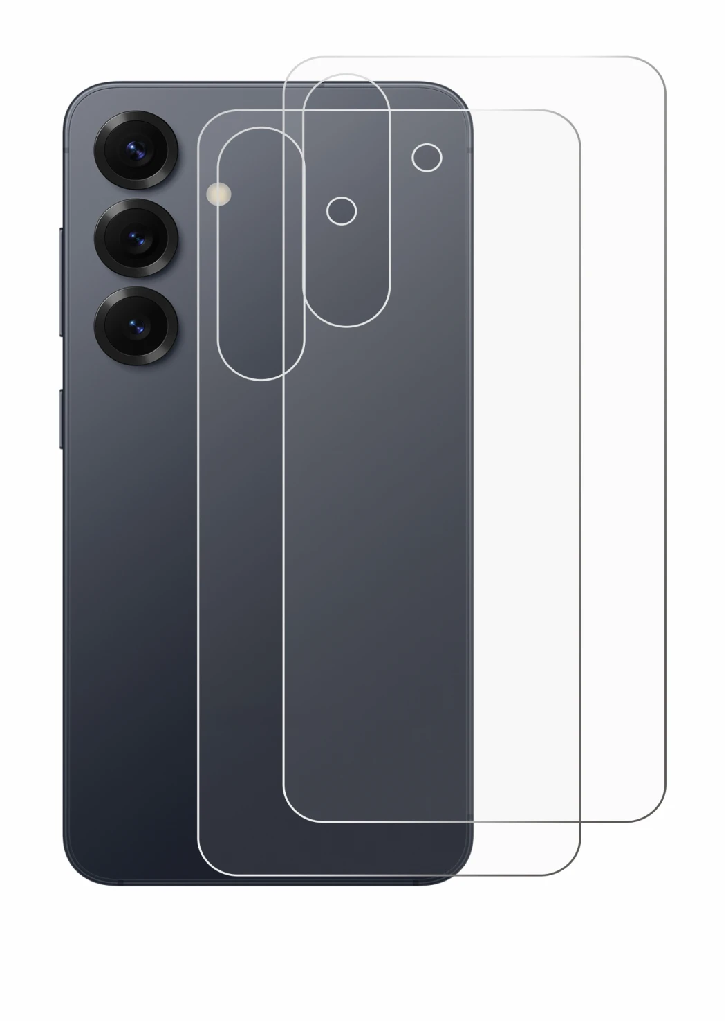 Image de l'appareil Samsung Galaxy S25 (Arrière) avec une grande variété de protections d'écran.