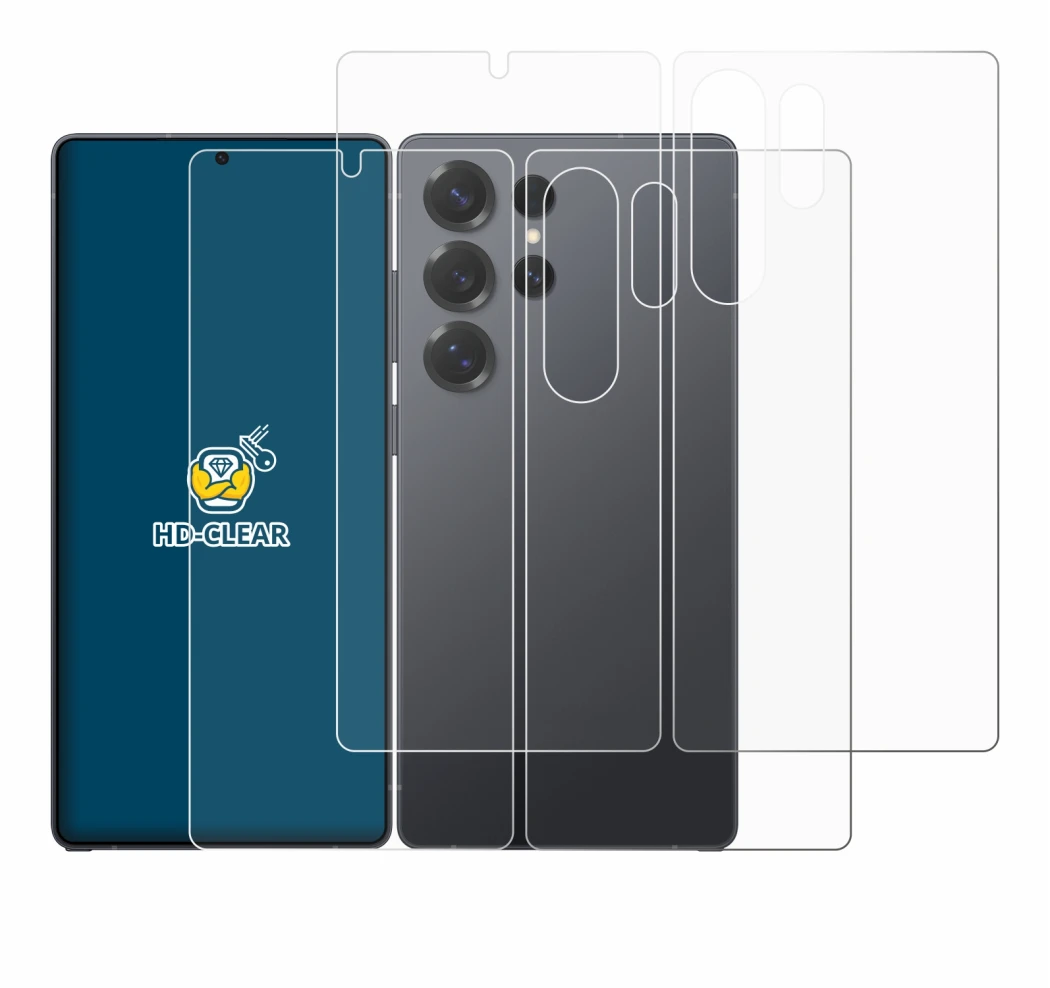 Image de l'appareil Samsung Galaxy S25 Ultra Enterprise Edition (Avant+Arrière) avec une grande variété de protections d'écran