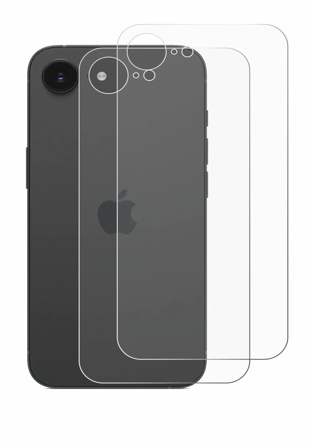 Image de l'appareil Apple iPhone 16e (Arrière) avec une grande variété de protections d'écran.