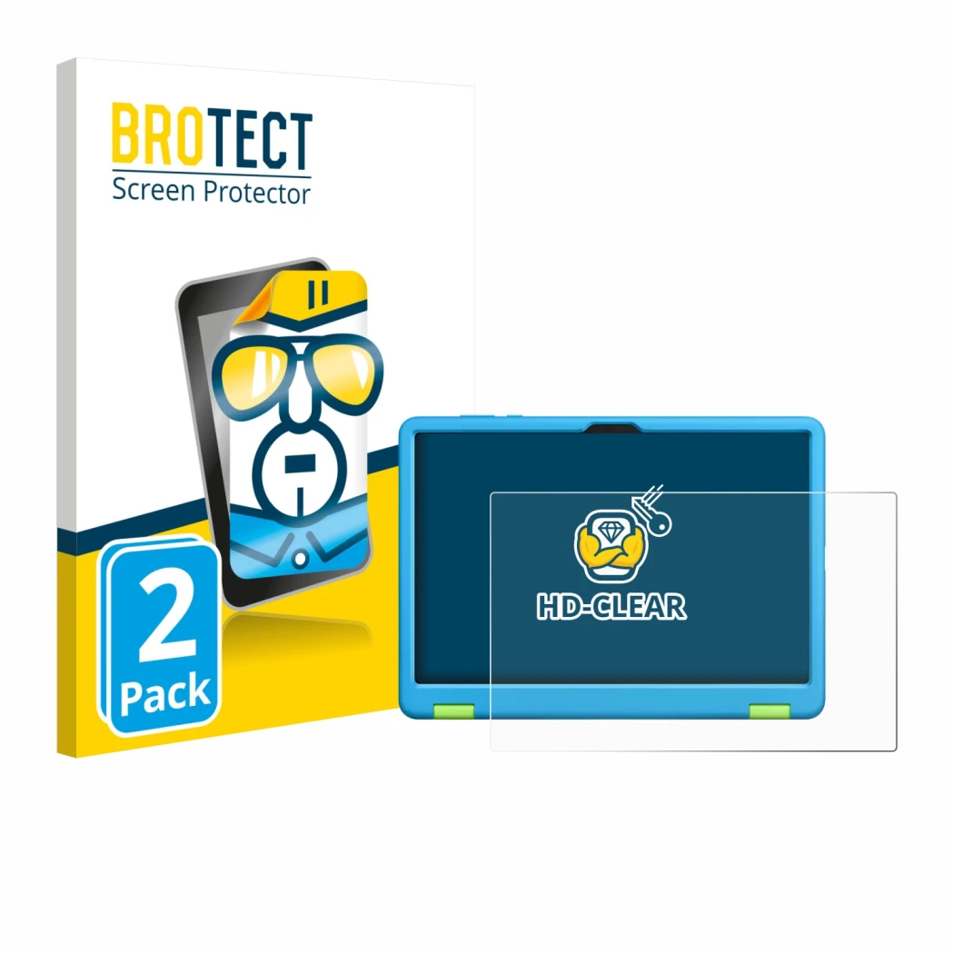 Face avant d’un emballage produit avec le logo de la marque BROTECT. À côté, l’appareil Honor Pad X8a Kids Edition est représe