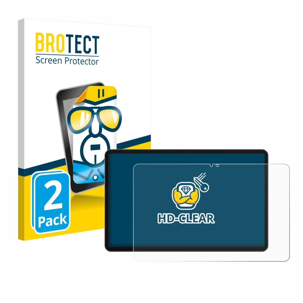 Face avant d’un emballage produit avec le logo de la marque BROTECT. À côté, l’appareil Honor Pad X9a est représenté avec la p