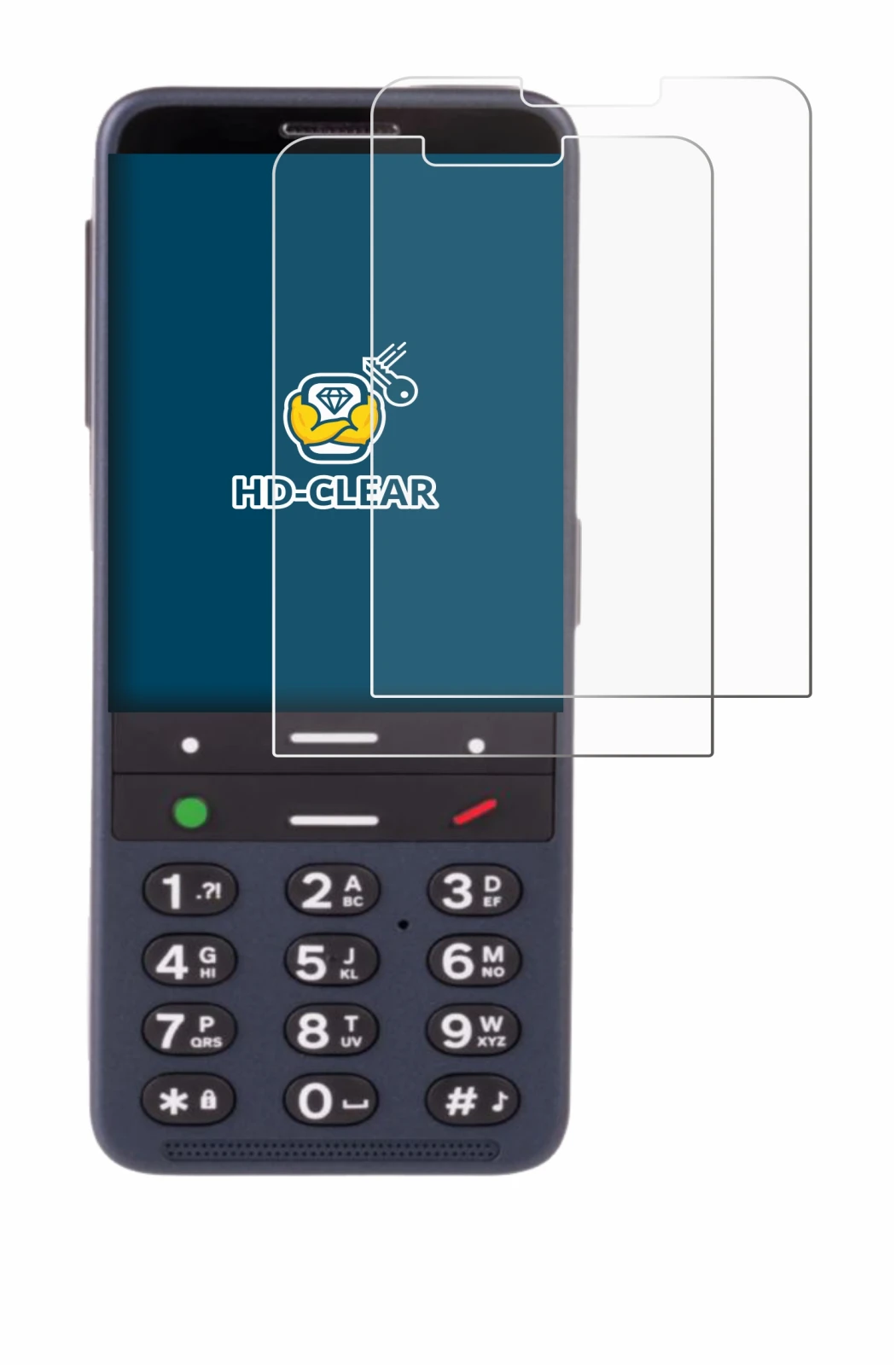 Image de l'appareil BlindShell Classic 3 avec une grande variété de protections d'écran.