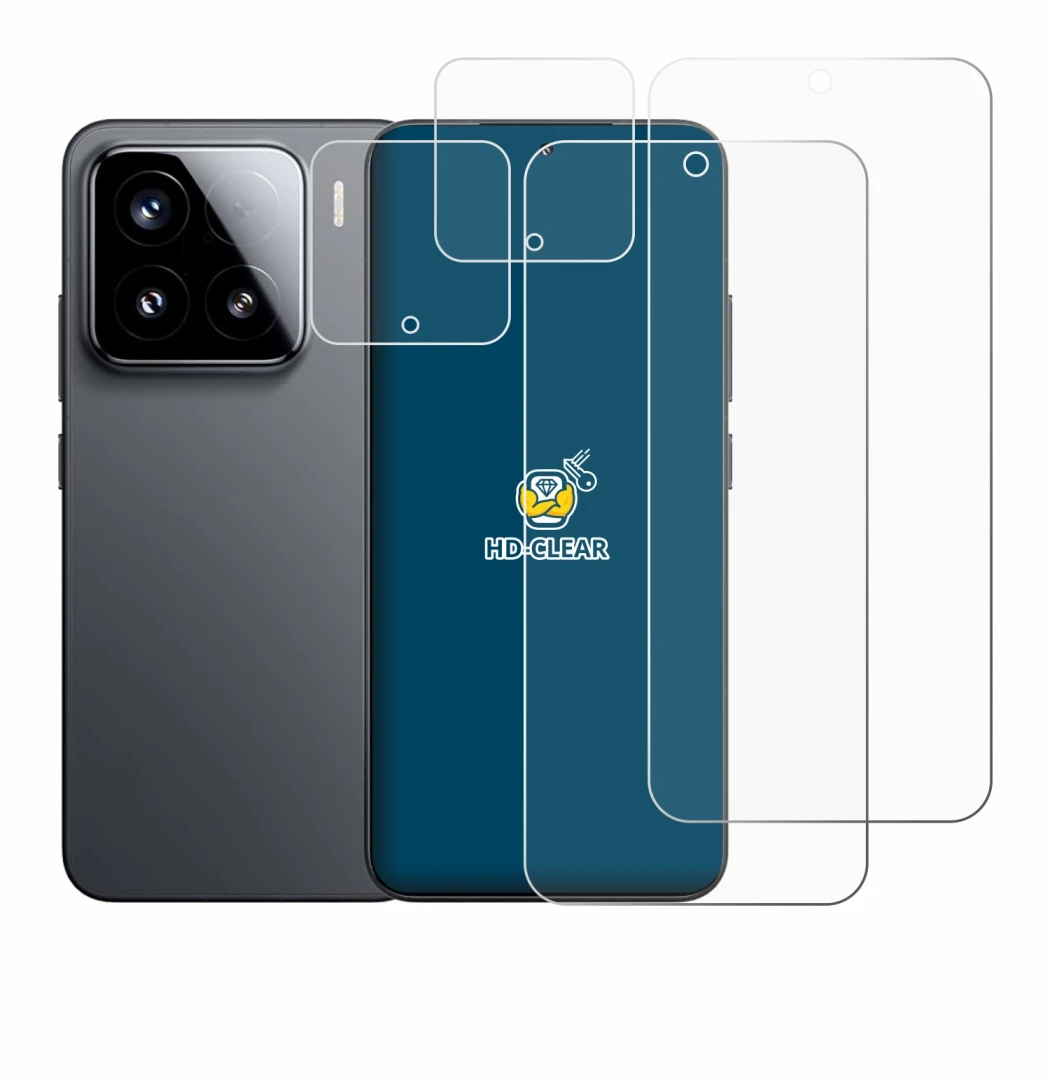 Image de l'appareil Xiaomi 15 (Avant+Caméra) avec une grande variété de protections d'écran.