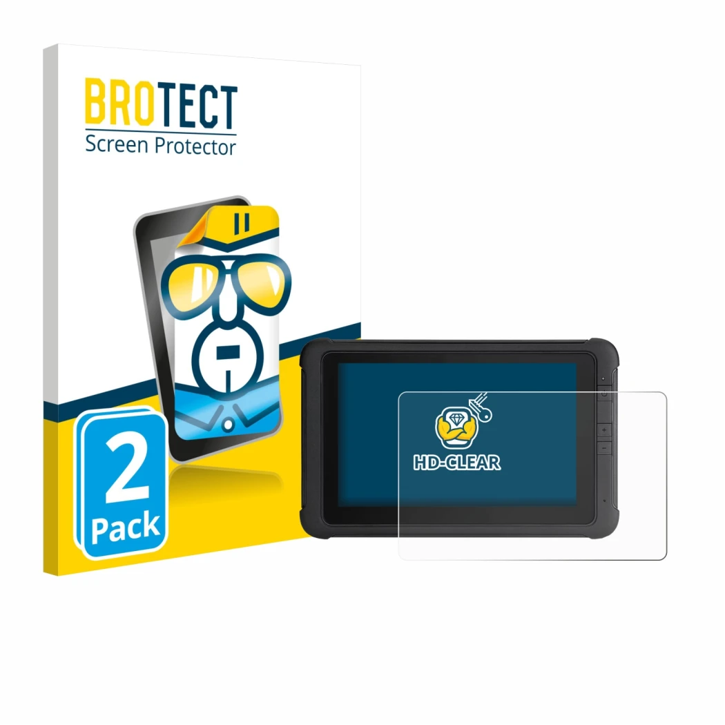 Face avant d’un emballage produit avec le logo de la marque BROTECT. À côté, l’appareil Webfleet PRO 8475 est représenté avec