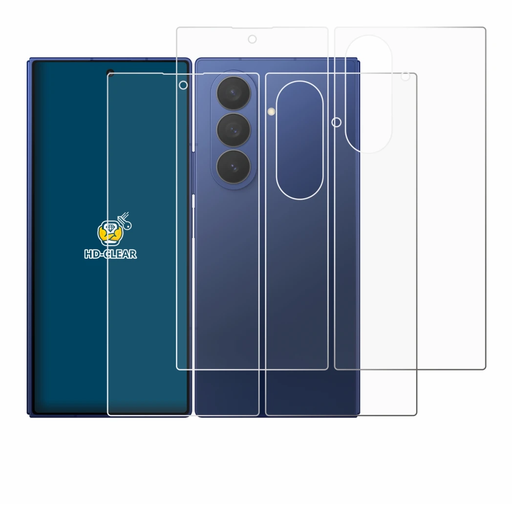 Image de l'appareil Samsung Galaxy Z Fold 7 (Avant+Arrière) avec une grande variété de protections d'écran.