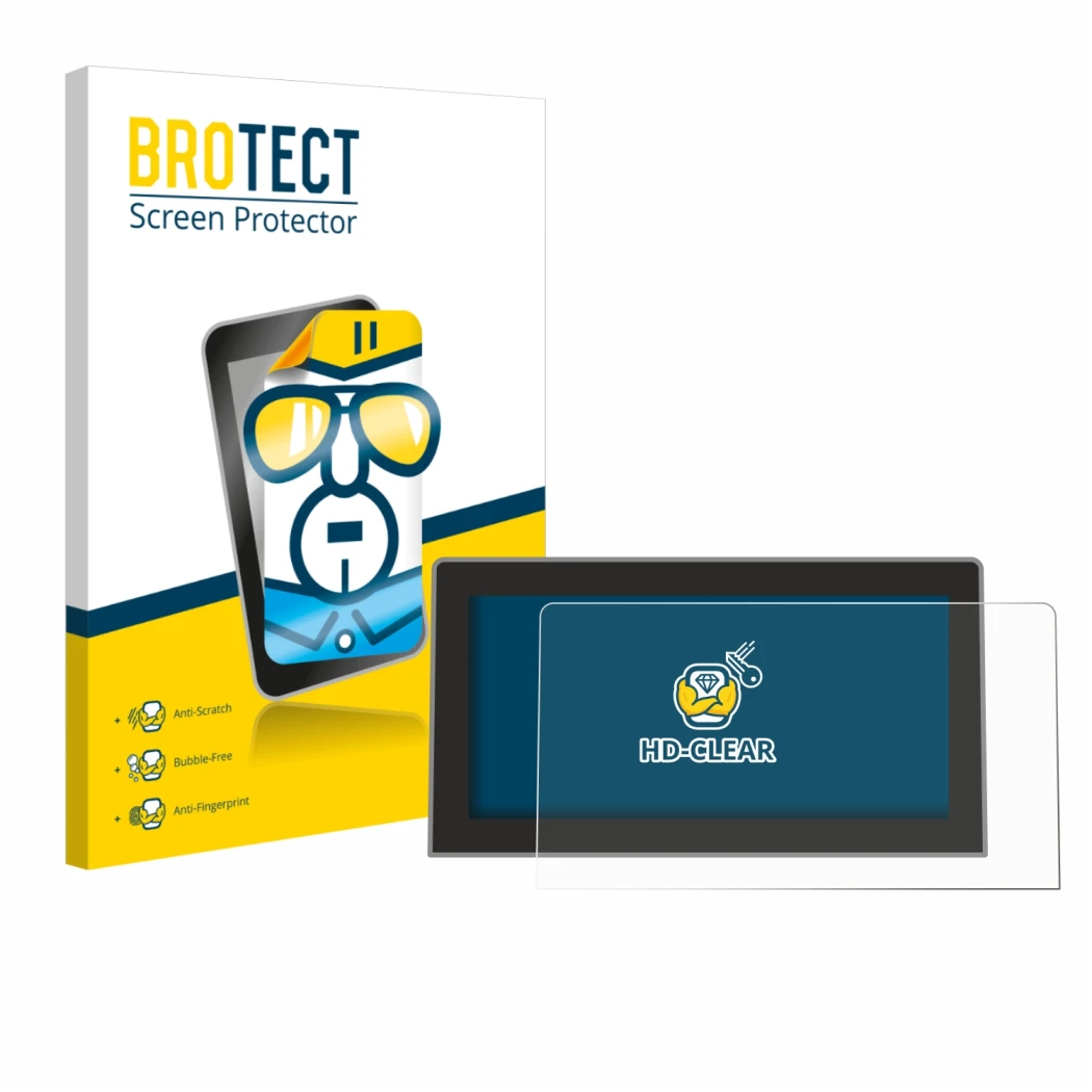 Face avant d’un emballage produit avec le logo de la marque BROTECT. À côté, l’appareil Volkswagen Tiguan 3 2024 2025 12.9