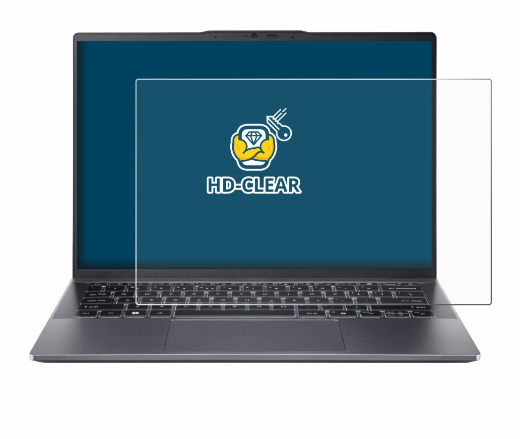 Image de l'appareil Acer Swift Go 14 OLED avec une grande variété de protections d'écran.