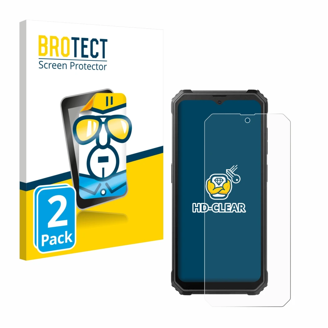 Face avant d’un emballage produit avec le logo de la marque BROTECT. À côté, l’appareil Blackview BV4800 SE est représenté ave