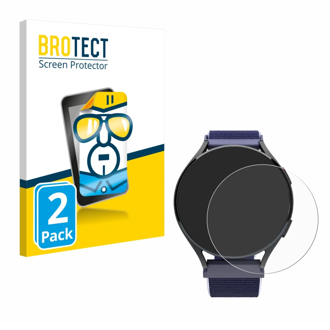 Face avant d’un emballage produit avec le logo de la marque BROTECT. À côté, l’appareil Patronus Notfalluhr (41.5 mm) est repr