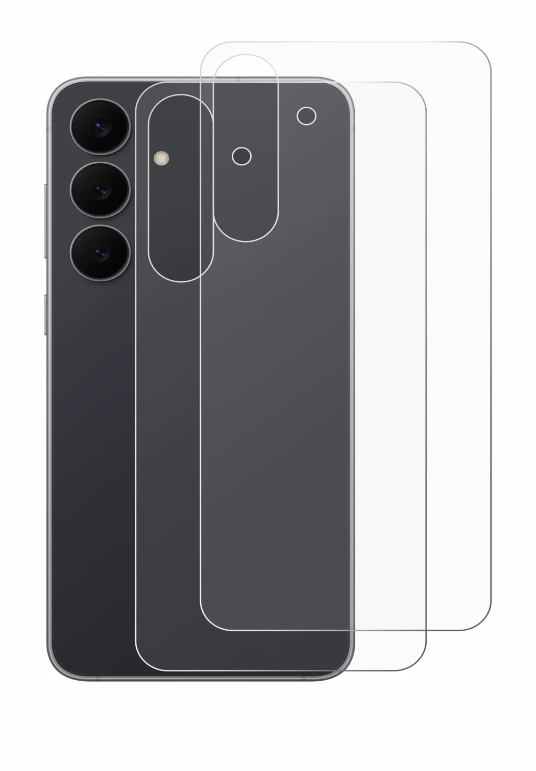 Image de l'appareil Samsung Galaxy S25 FE (Arrière) avec une grande variété de protections d'écran.