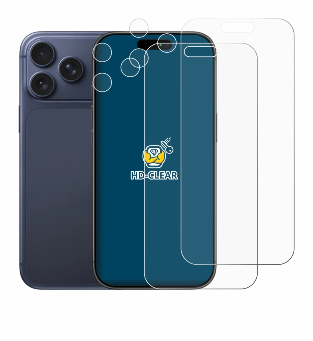 Image de l'appareil Apple iPhone 17 Pro Max (Avant+Caméra) avec une grande variété de protections d'écran.