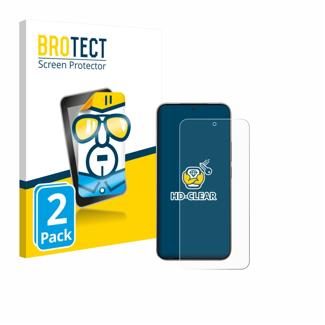 Face avant d’un emballage produit avec le logo de la marque BROTECT. À côté, l’appareil Xiaomi 15T Pro est représenté avec la 