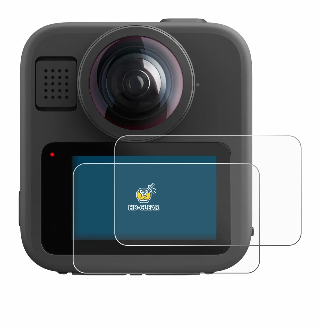 Image de l'appareil GoPro Max 2 avec une grande variété de protections d'écran.