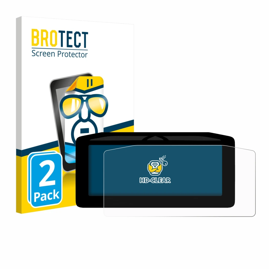 Face avant d’un emballage produit avec le logo de la marque BROTECT. À côté, l’appareil Ducati Streetfighter V4 2025 Affichage