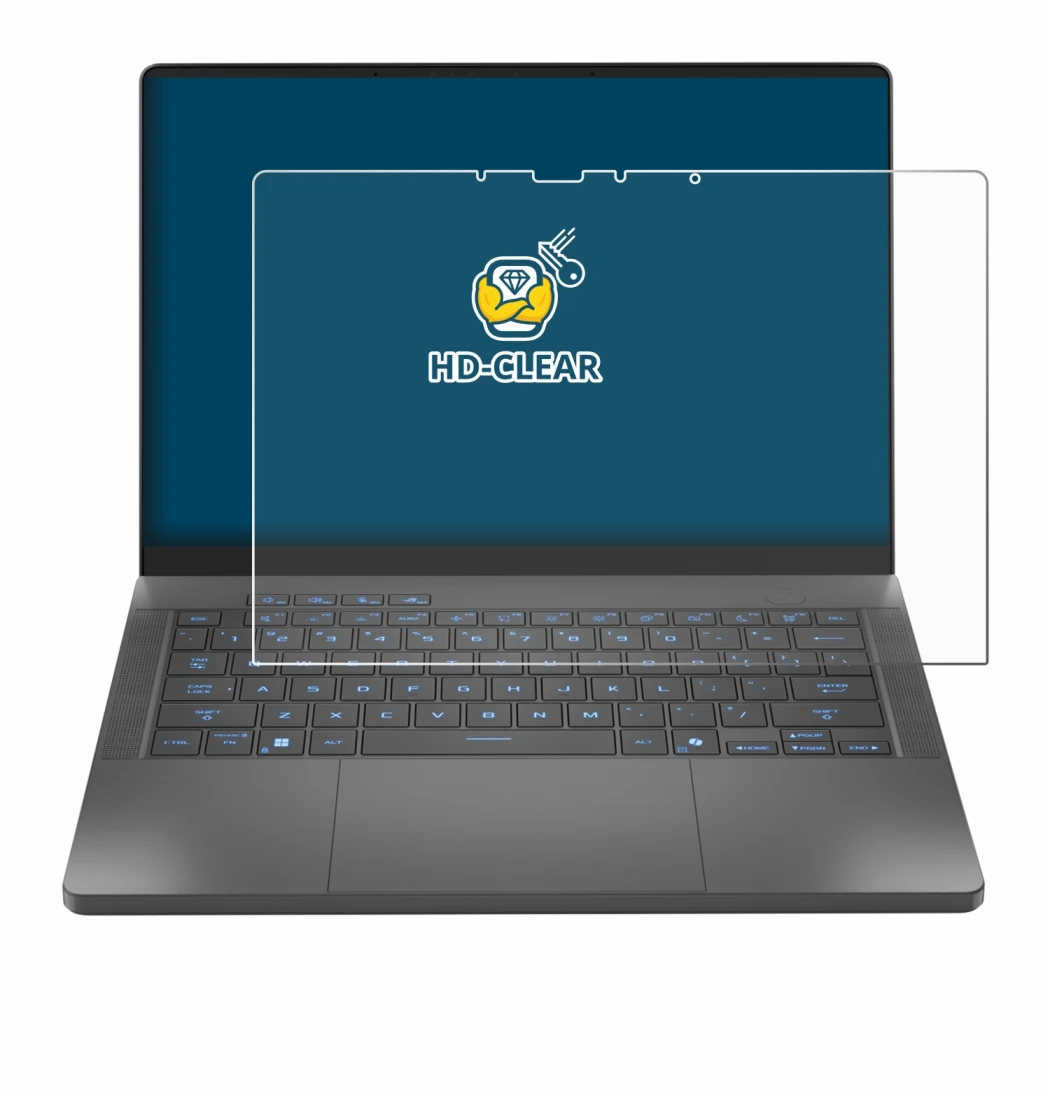 Image de l'appareil ASUS ROG Zephyrus G14 2025 GA403 avec une grande variété de protections d'écran.