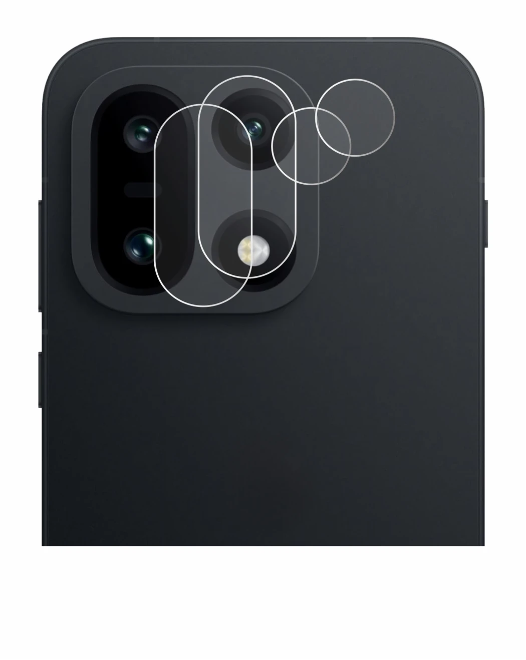 Image de l'appareil OnePlus 15 (Caméra UNIQUEMENT) avec une grande variété de protections d'écran.