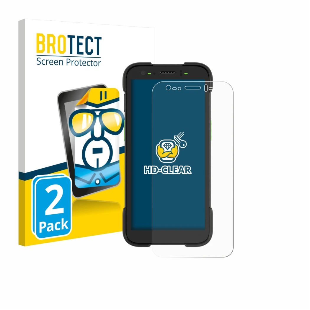 Face avant d’un emballage produit avec le logo de la marque BROTECT. À côté, l’appareil Zebra TC701 est représenté avec la pro