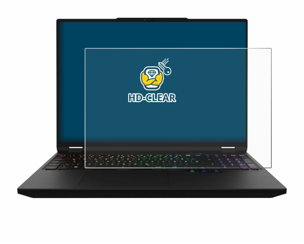 Image de l'appareil XMG Apex 16 Max avec une grande variété de protections d'écran.