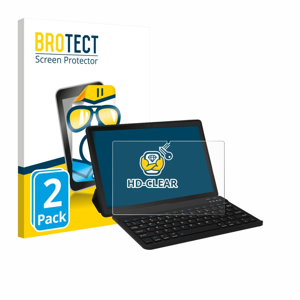 Face avant d’un emballage produit avec le logo de la marque BROTECT. À côté, l’appareil Laptok YXPA7LBK 11