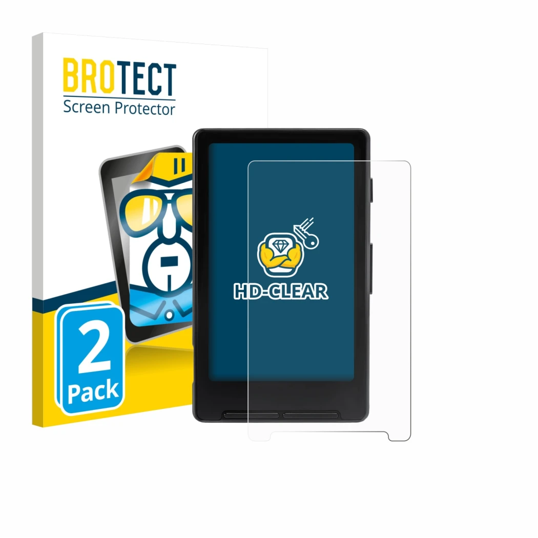 Face avant d’un emballage produit avec le logo de la marque BROTECT. À côté, l’appareil Xteink X4 est représenté avec la prote